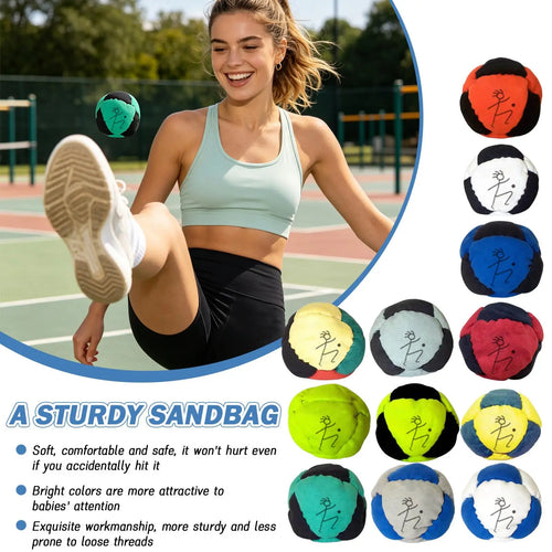 Hand-Made World Foot Bag, DirtBag Hacky Sack Assorted Foot Bag Footbag Sand Filled for Adults, Juggling Balls for Party &Training